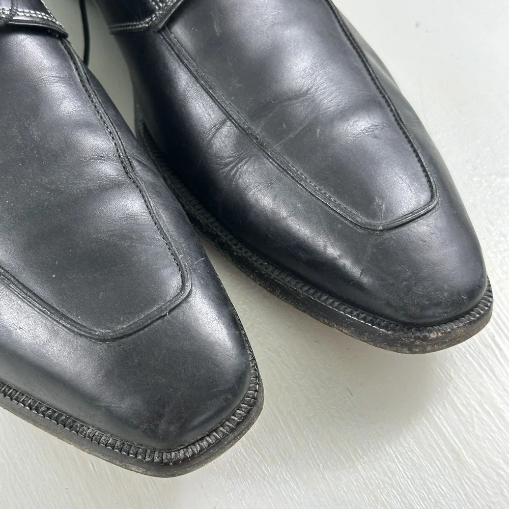 SANTONI Men's Oxford Shoes 10.5 Black‎ Smooth Leather Lace Up Made In Italy $585